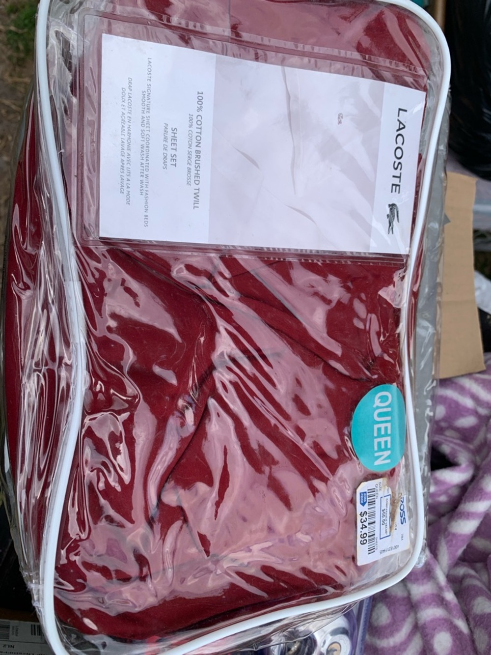 Lacoste 100% Cotton Brushed Twill Sheet Set in Queen size